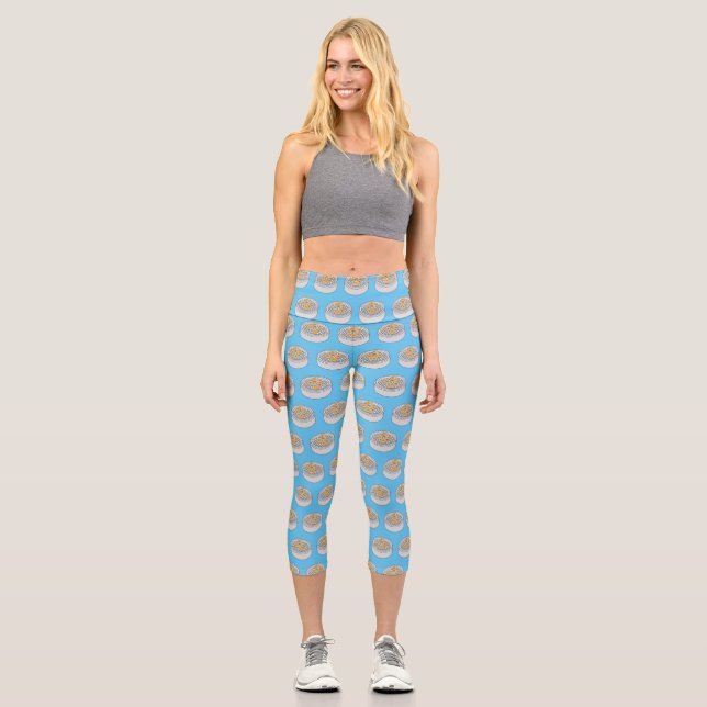 Shumai dim sum cartoon illustration capri leggings (Front)