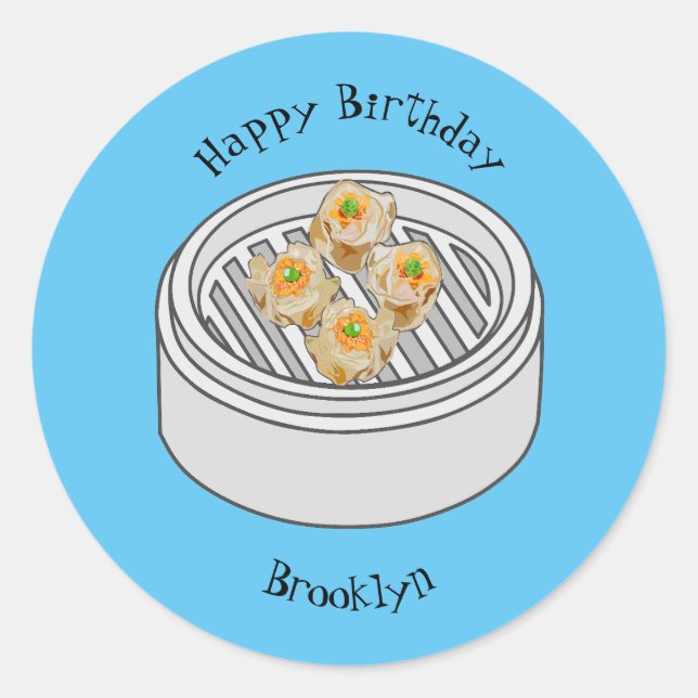 Shumai dim sum cartoon illustration classic round sticker (Front)