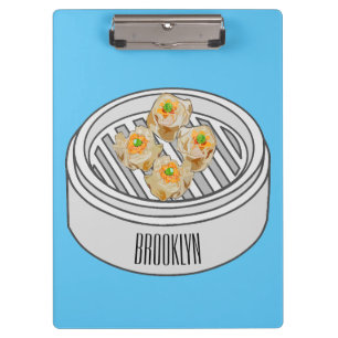 Shumai dim sum cartoon illustration clipboard