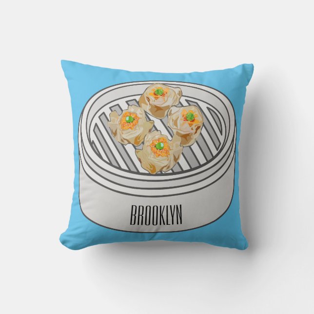 Shumai dim sum cartoon illustration cushion (Front)