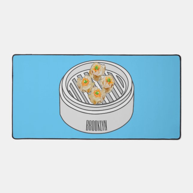 Shumai dim sum cartoon illustration desk mat (Front)