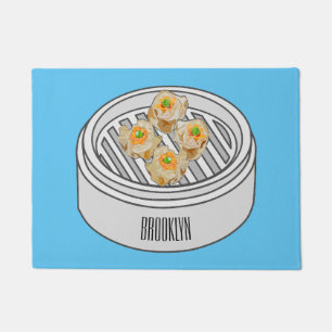Shumai dim sum cartoon illustration doormat