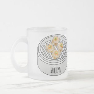 Shumai dim sum cartoon illustration frosted glass coffee mug