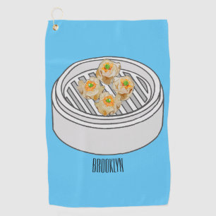 Shumai dim sum cartoon illustration golf towel