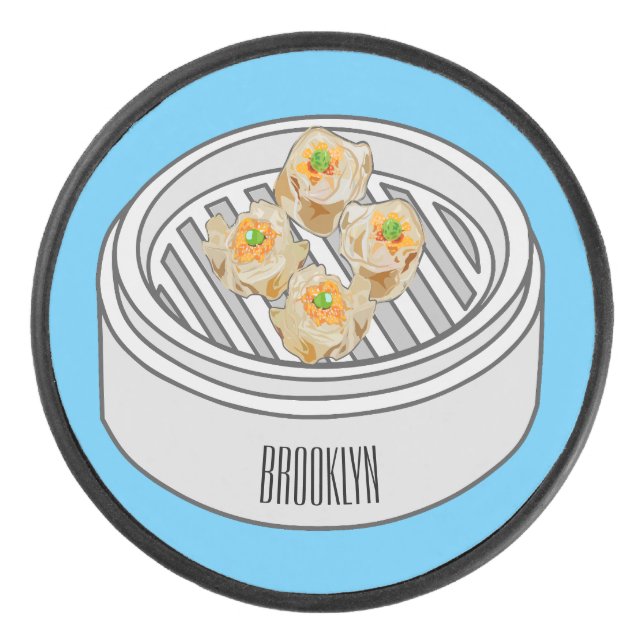 Shumai dim sum cartoon illustration hockey puck (Front)