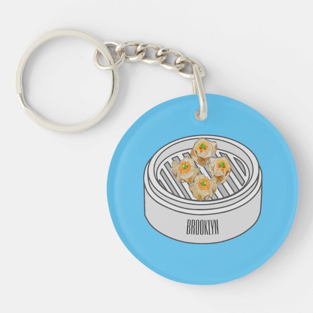 Shumai dim sum cartoon illustration key ring (Front)