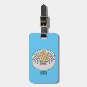 Shumai dim sum cartoon illustration luggage tag