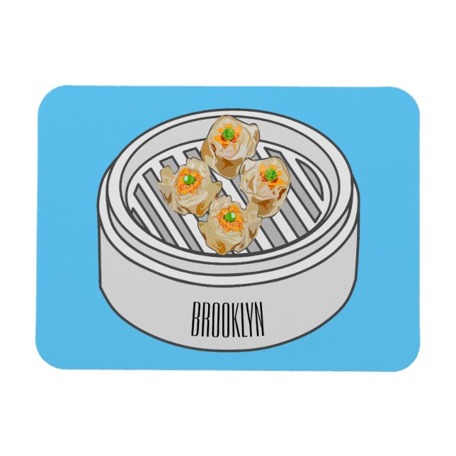 Shumai dim sum cartoon illustration magnet (Horizontal)