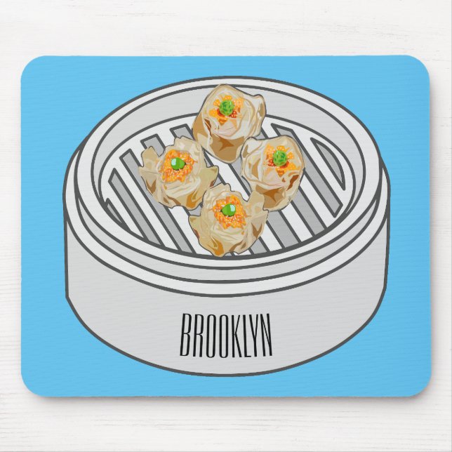 Shumai dim sum cartoon illustration mouse mat (Front)