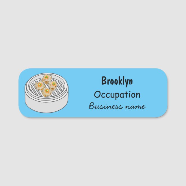 Shumai dim sum cartoon illustration name tag (Front)