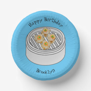 Shumai dim sum cartoon illustration paper plate