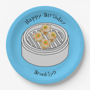 Shumai dim sum cartoon illustration paper plate