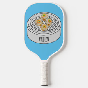Shumai dim sum cartoon illustration pickleball paddle