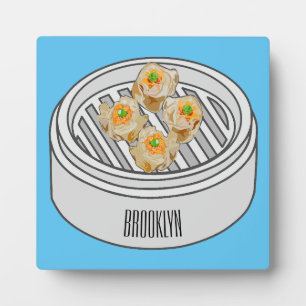 Shumai dim sum cartoon illustration plaque