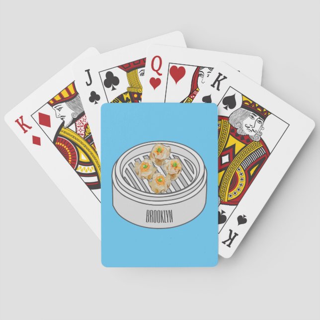 Shumai dim sum cartoon illustration playing cards (Back)