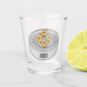 Shumai dim sum cartoon illustration shot glass