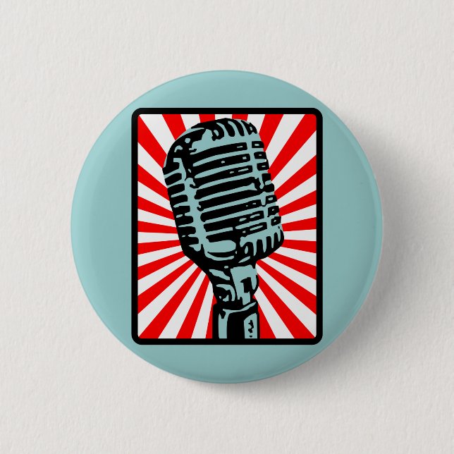 Shure 55S Vintage Microphone 6 Cm Round Badge (Front)