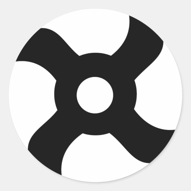 shuriken black ninja star classic round sticker (Front)