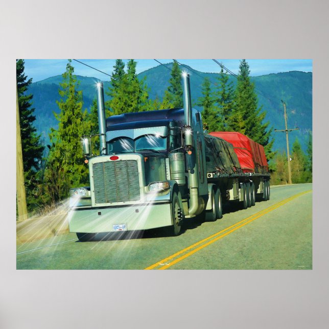 Shuswap Cargo Freight Truck Highway Driving Art Poster (Front)