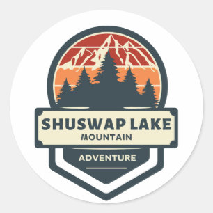 Shuswap lake mountain peak climbing and hiking classic round sticker