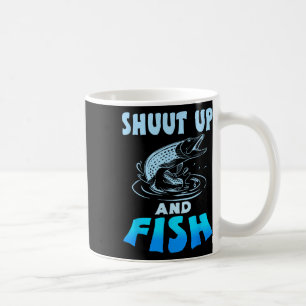 Shut Up And Fish Funny Fishing Tee Shirt For Men W Coffee Mug
