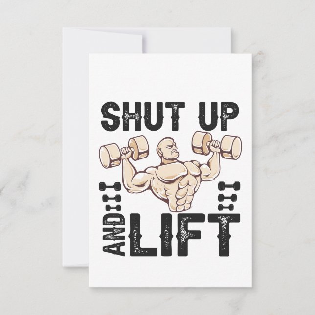Shut up and Lift Funny Fitness Bodybuilding Gift  Thank You Card (Front)