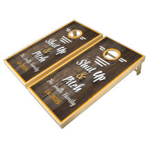 Shut Up and Pitch Rustic Wooden Custom Cornhole Se