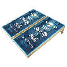 Shut Up and Pitch Rustic Wooden Custom Cornhole Se