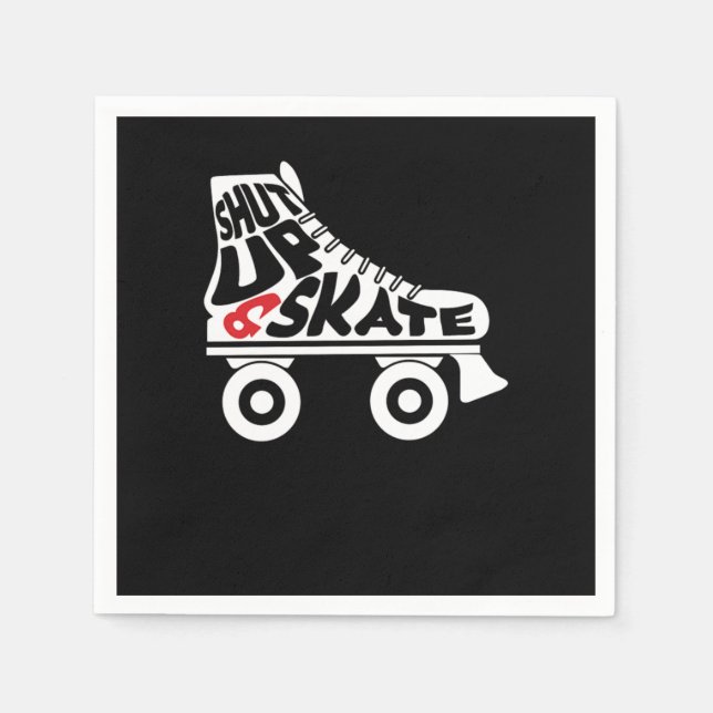 Shut Up And Skate Roller Skates Inline Skating Gif Napkin (Front)