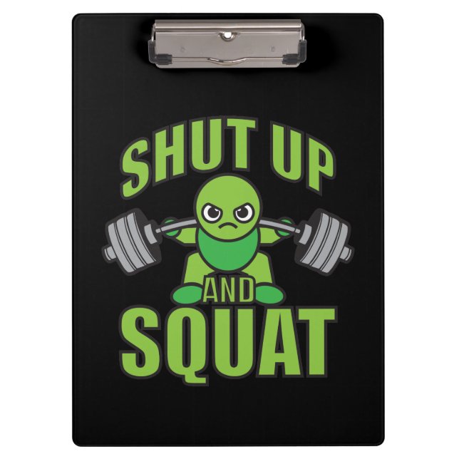 Shut Up And Squat Kawaii Anime Powerlifter Cartoon Clipboard (Front)