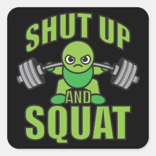 Shut Up And Squat Kawaii Anime Powerlifter Cartoon Square Sticker