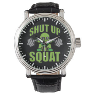 Shut Up And Squat Kawaii Anime Powerlifter Cartoon Watch
