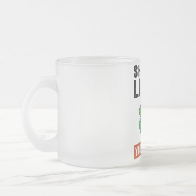 Shut up liver frosted glass coffee mug (Left)