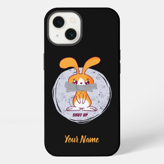 Shut Up Rabbit Funny Sarcastic Comic Design iPhone Case (Back)