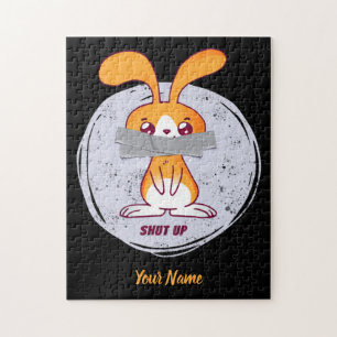 Shut Up Rabbit Funny Sarcastic Comic Design Jigsaw Puzzle