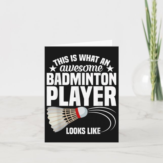 Shuttle Badminton Match Awesome Badminton Player  Card (Front)