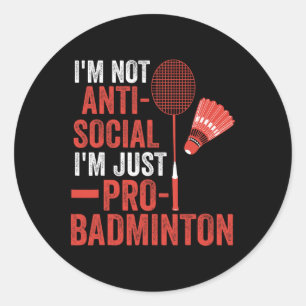 Shuttle Badminton Player 6  Classic Round Sticker