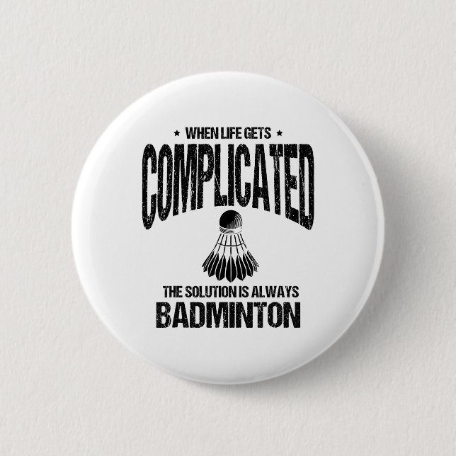 Shuttle Badminton Player  6 Cm Round Badge (Front)
