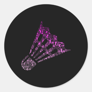 Shuttle Badminton Player Shirt Womens Badminton Classic Round Sticker