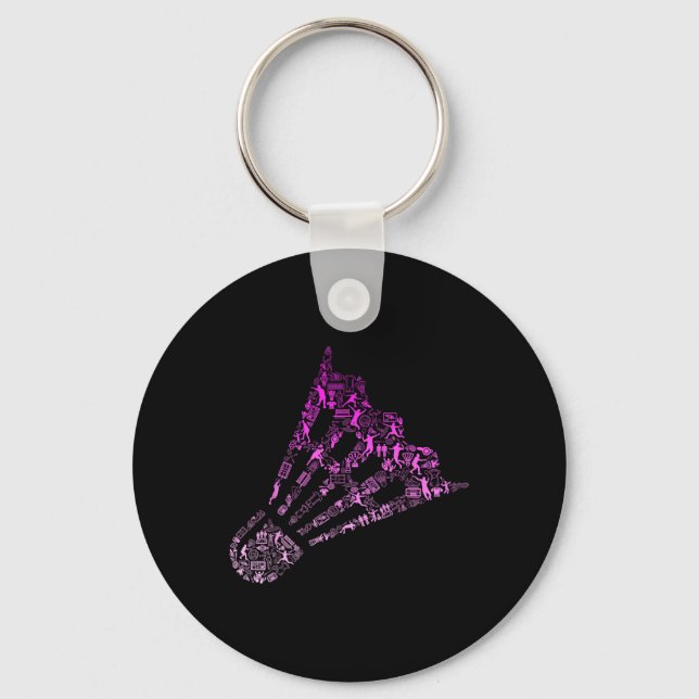 Shuttle Badminton Player Shirt _ Womens Badminton  Key Ring (Front)