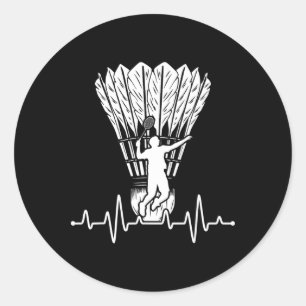 Shuttle Heartbeat Badminton Classic Round Sticker