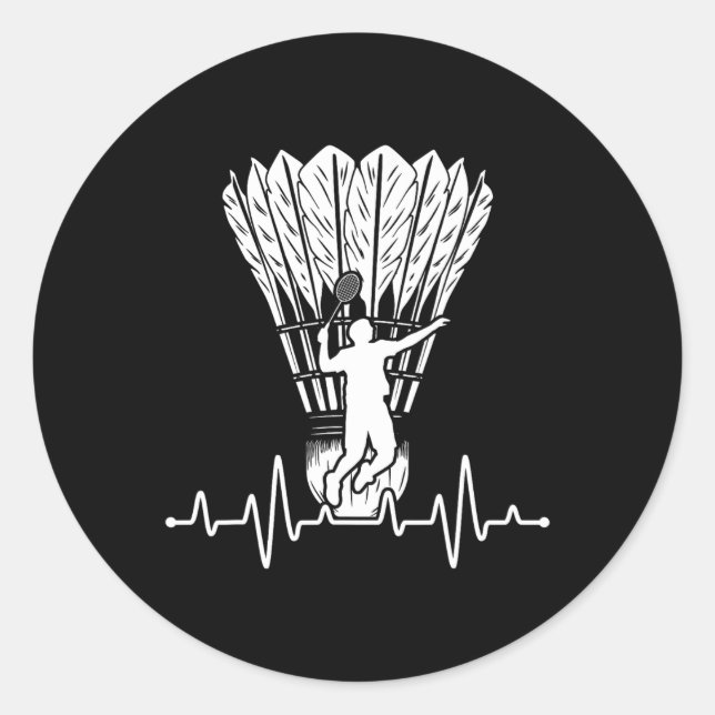 Shuttle Heartbeat Badminton  Classic Round Sticker (Front)