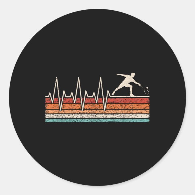 Shuttle Player Heartbeat Retro  Classic Round Sticker (Front)