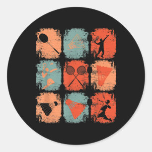 Shuttle Retro Vintage Badminton Player Badminton Classic Round Sticker