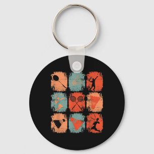 Shuttle Retro Vintage Badminton Player Badminton Key Ring