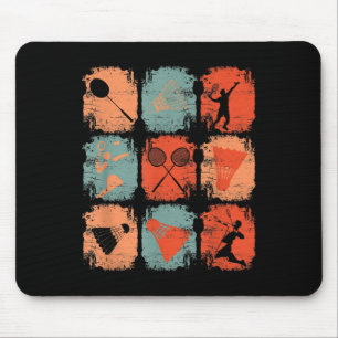 Shuttle Retro Vintage Badminton Player Badminton Mouse Mat
