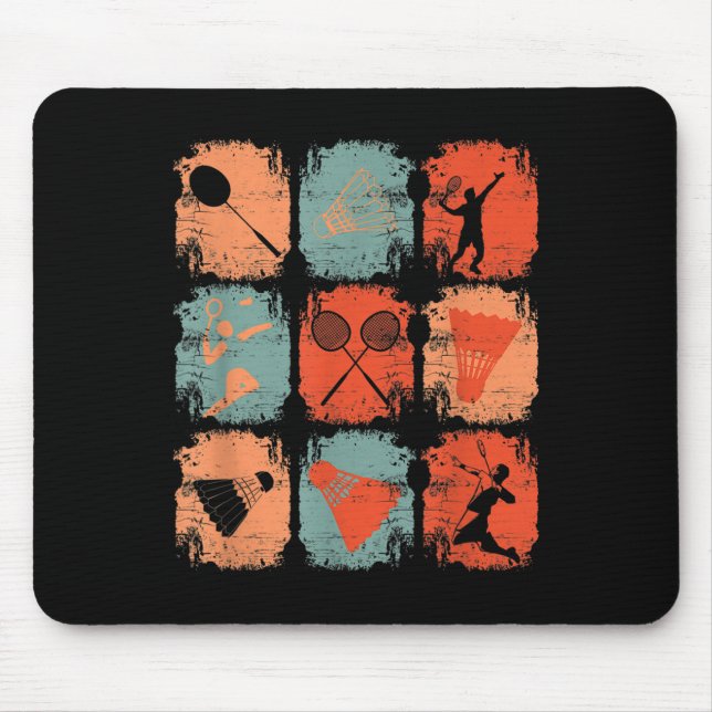 Shuttle Retro Vintage Badminton Player Badminton  Mouse Mat (Front)