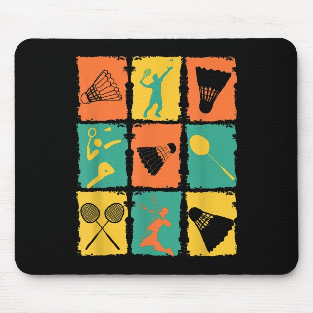 Shuttle Retro Vintage Badminton Player Badminton  Mouse Mat (Front)
