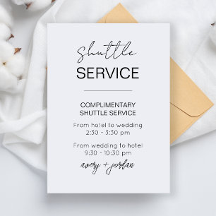 Shuttle Service Minimalist Modern Wedding Party Enclosure Card