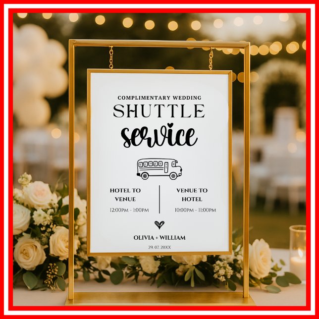 Shuttle Service Taxi Driver Wedding Transport Sign (Creator Uploaded)
